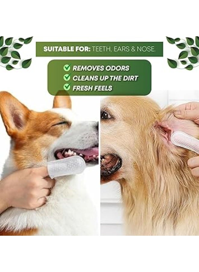 Ear Cleaning Wipes for Dogs & Cats, Remove Bad Breath by Removing Plaque and Tartar Buildup No-Rinse Dog Finger Toothbrush, Disposable Gentle Cleaning & Gum Care Pet Wipes (70 Pcs) - Image 4